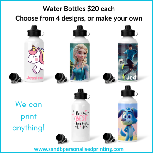 Prepare for back-to-school with personalised tote bags, drink bottles, and bottle cooler bags. Practical, customisable, and built to last. Shop now! Water Bottles